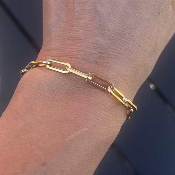 Lnk Armbånd i 14K IP Guld med CZ Sten - Hurtig Levering