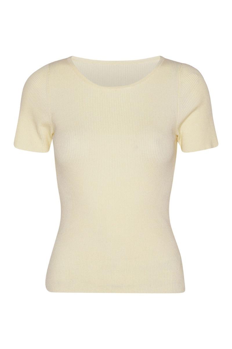 A-view - T-shirt med ribstrik - Off White på Udsalg