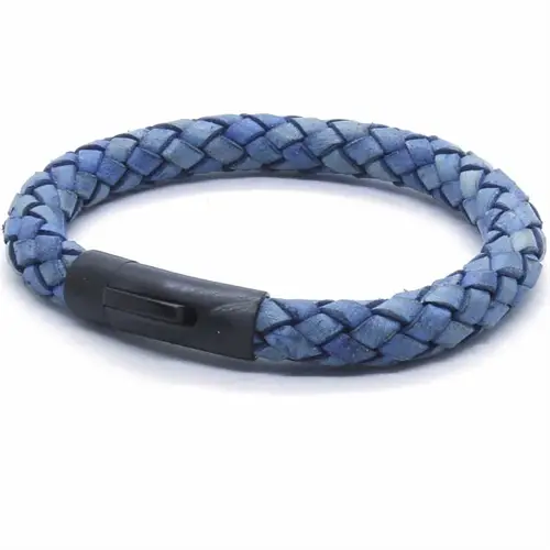 Blue Strato Læderarmbånd