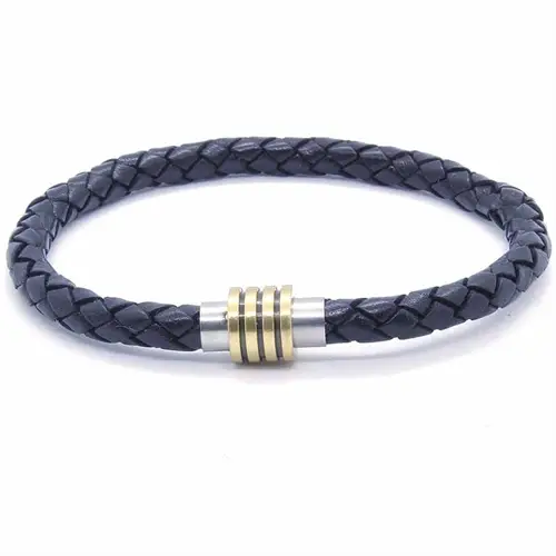 Guldbelagt Læderarmbånd til Mænd - Hurtig Levering!