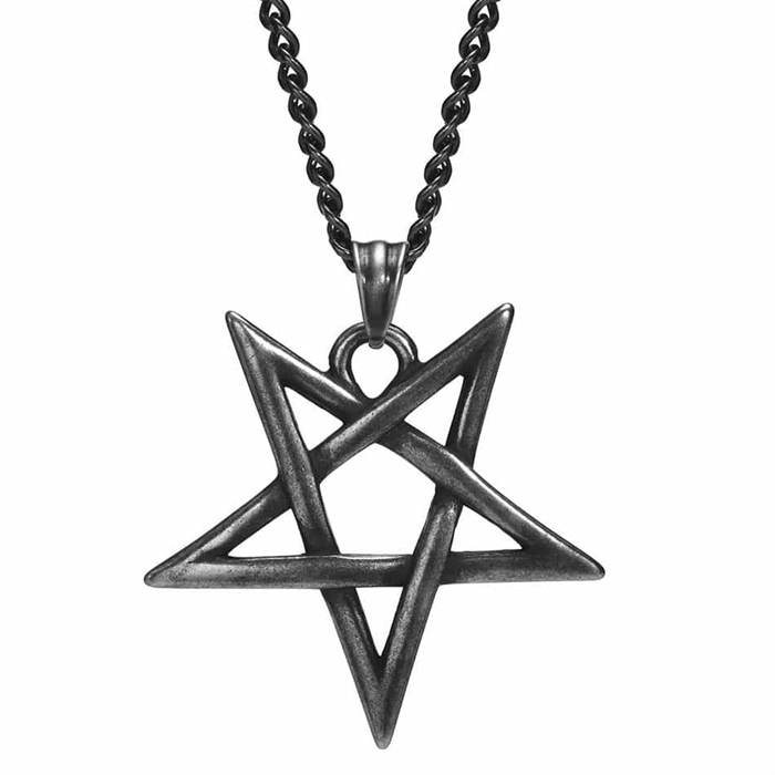 Okkult Pentagram Halssmykke i Oxyderet Stål - Stilfuldt Smykke