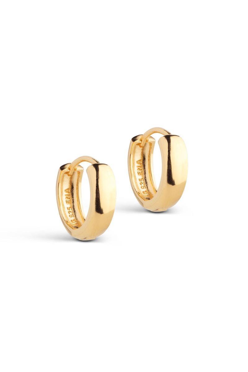 Enamel Øreringe - Hoops Classic Wide 15 Mm - Guld Udsalg