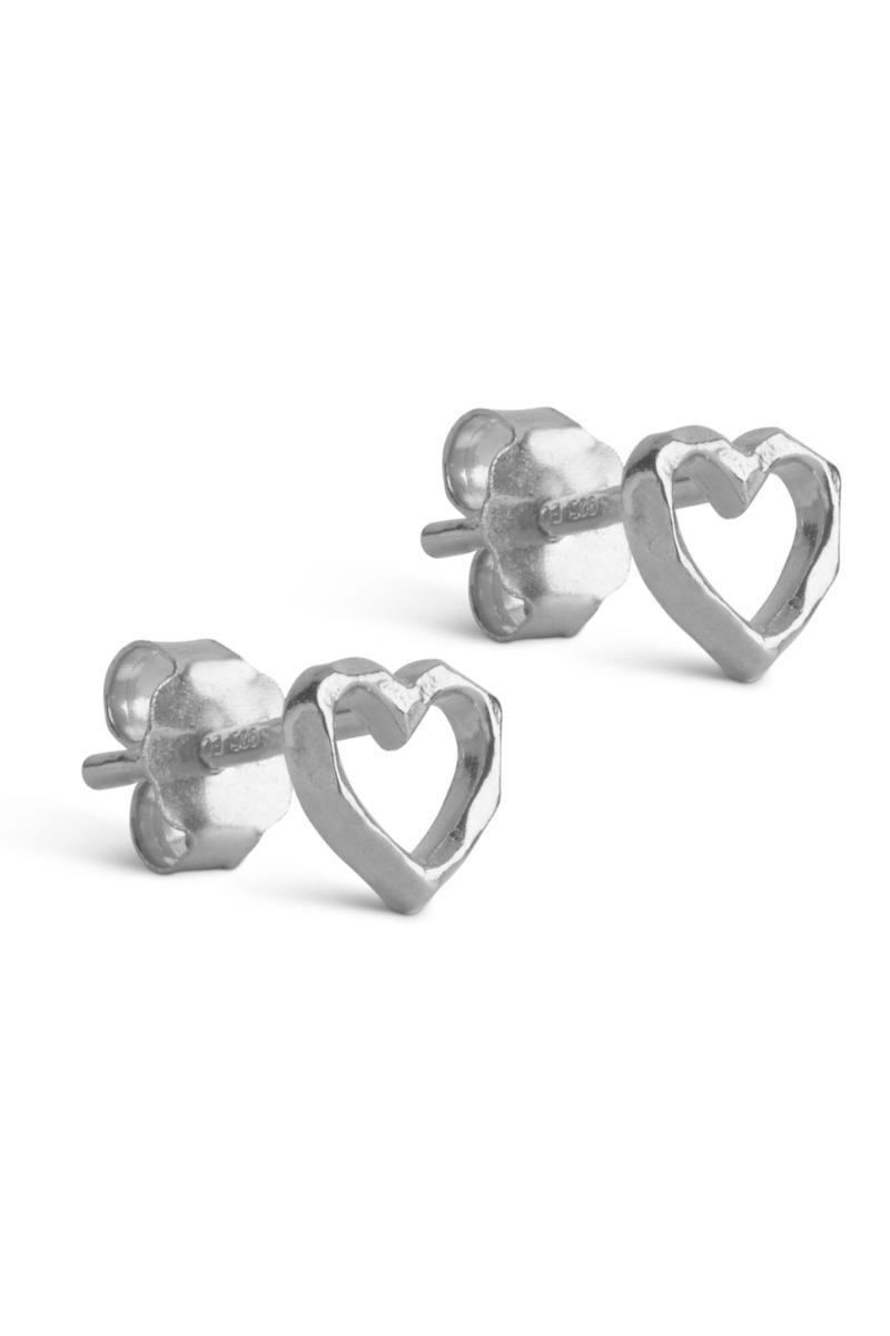 Øreringe - Studs Organic Heart i Sølv - Udsalg!