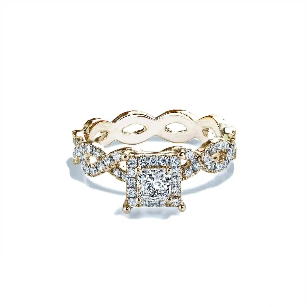 Amora Forlovelsesring med Diamantbånd og Safir