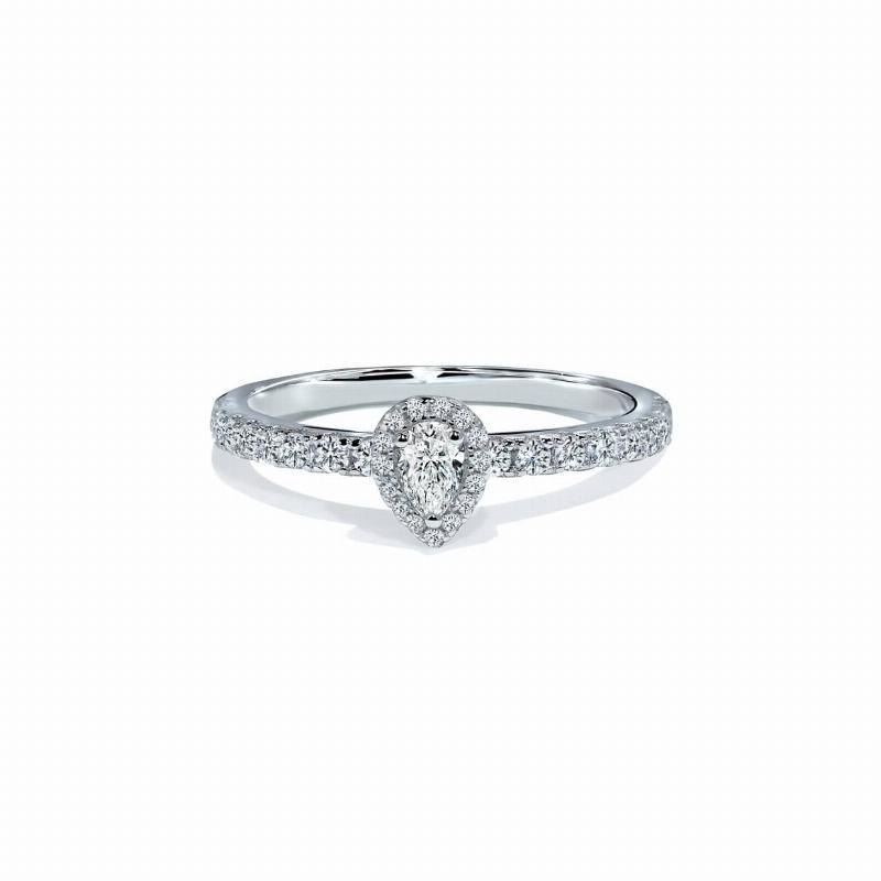 Venedig Pæreformet Halo Diamant Forlovelsesring