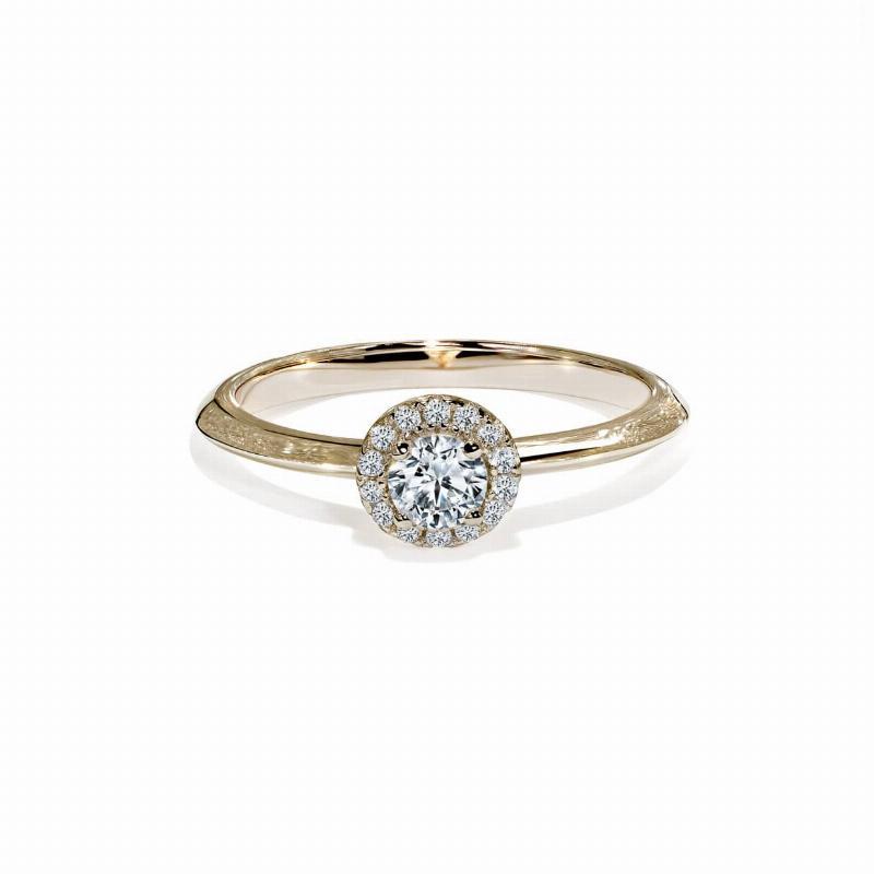 Rund Halo Diamant Forlovelsesring i Guld - Tidløs Elegance
