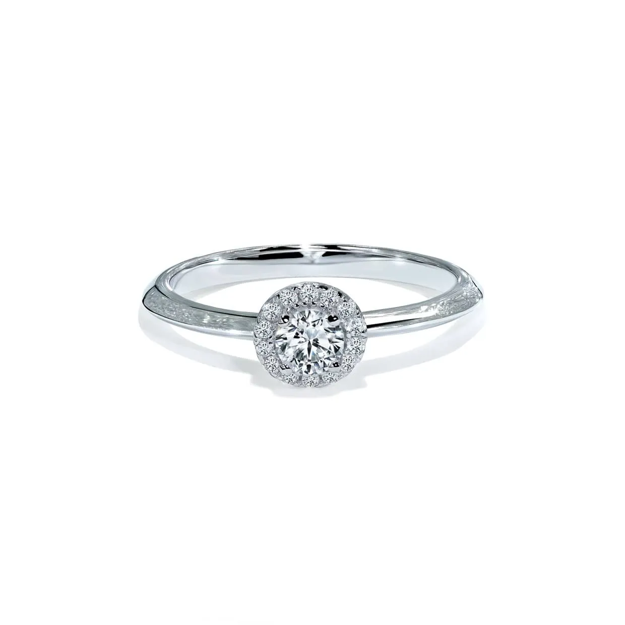 Oxford Sølv Halo Kvadratisk Solitaire Ring med Sten