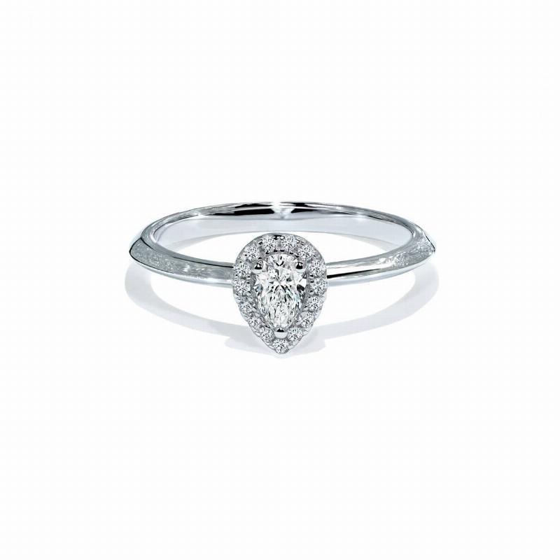 Milano Pæreformet Diamant Forlovelsesring med Halo