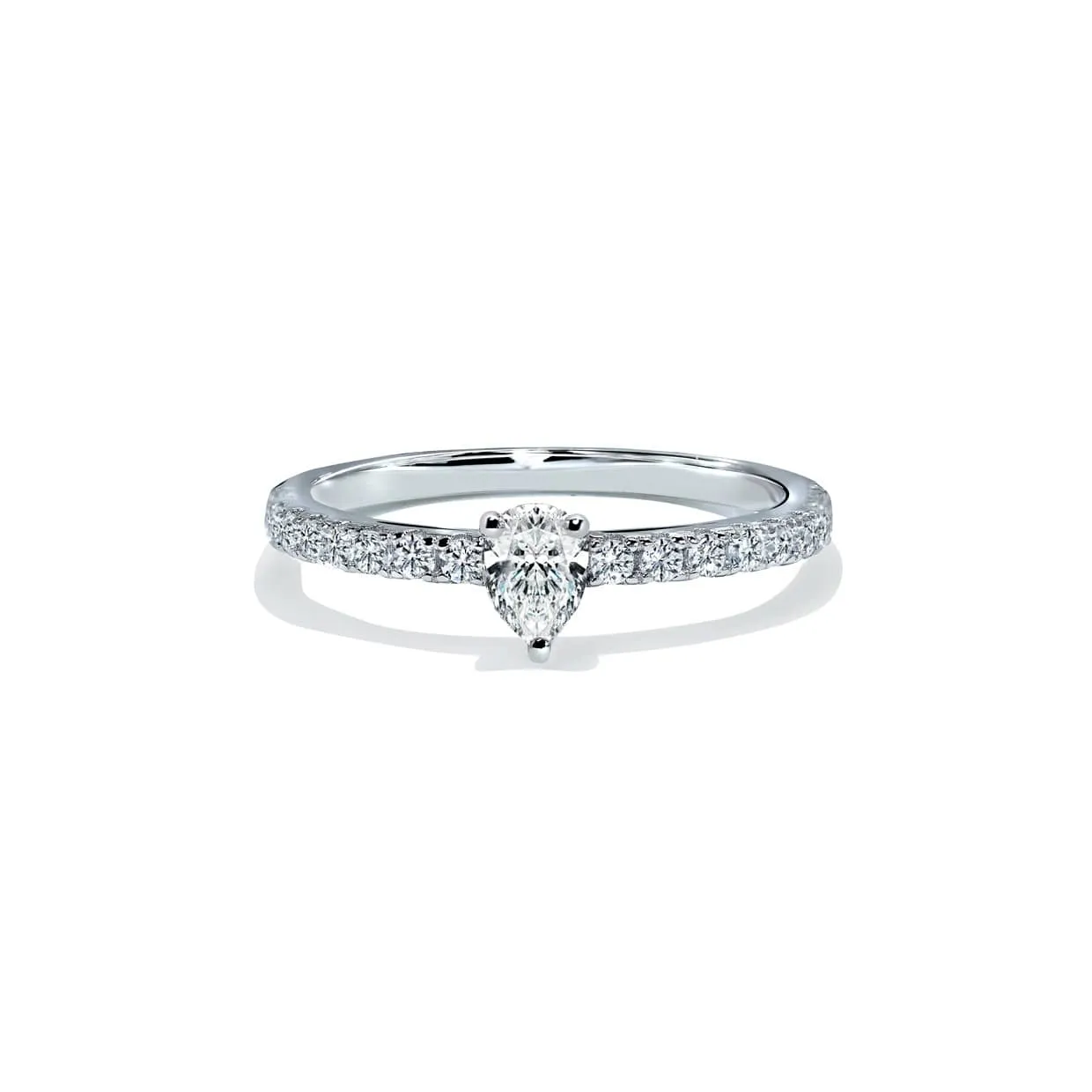 Verona Solitaire Pæreformet Diamant Forlovelsesring i Hvidguld