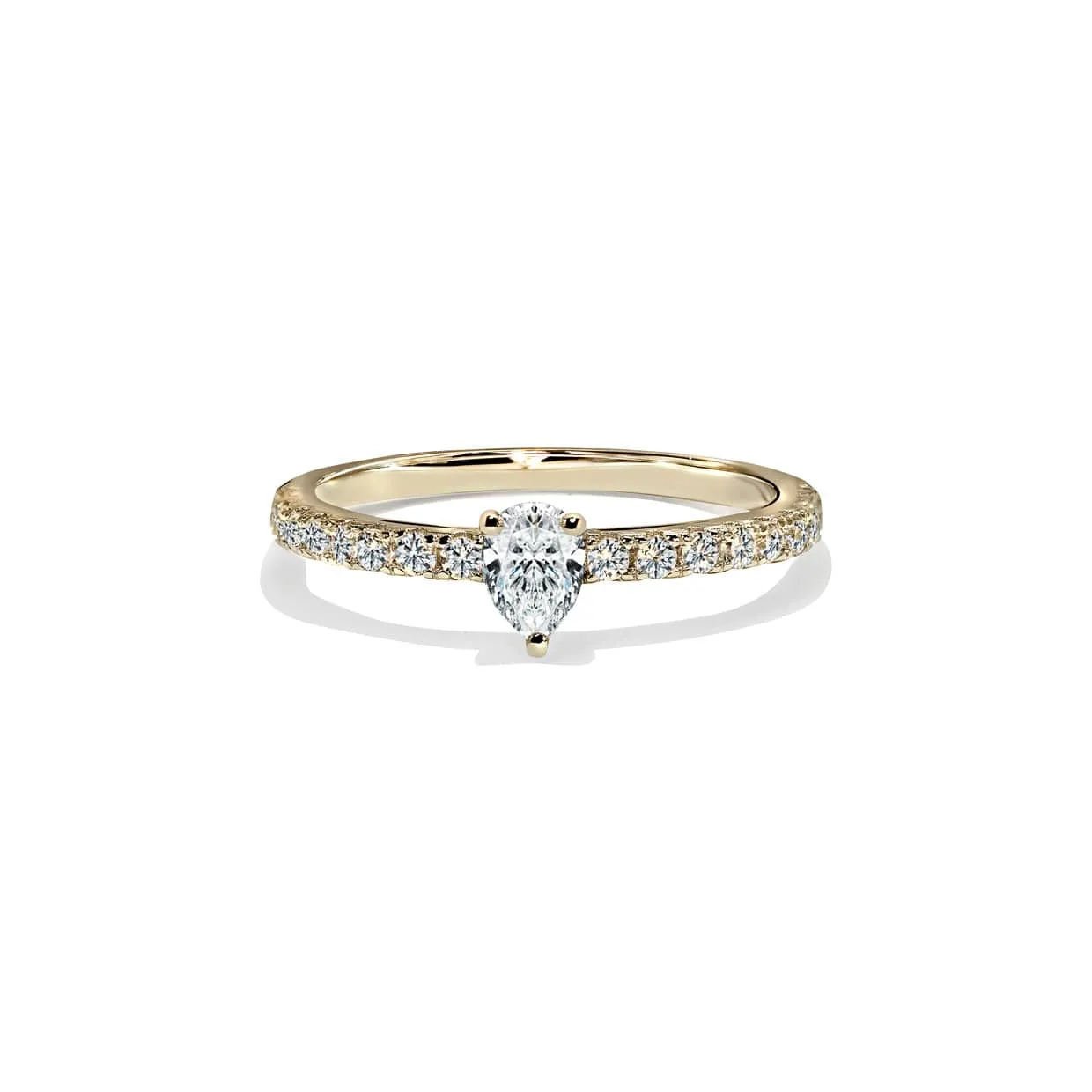 Kærlighed Solitaire Pæreformet Diamant Forlovelsesring i Guld