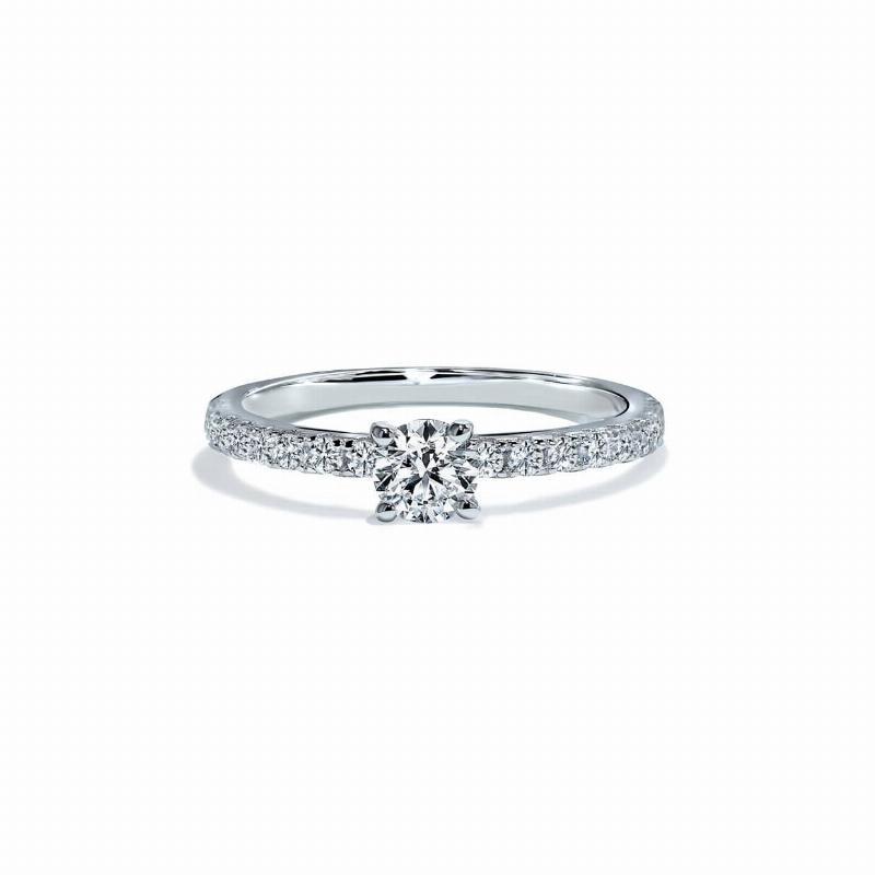 Oxford Sølv Rund Solitaire-ring med Hvid Sten