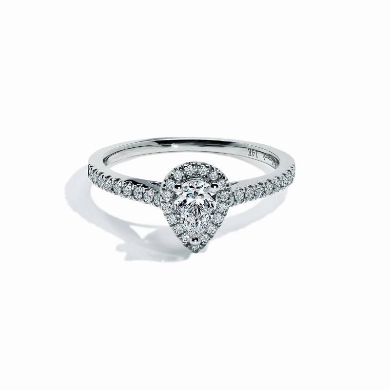 Capri Dimant Halo Forlovelsesring med Hvid Safir - Unik!