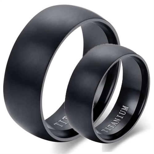Mat Sort Titanium Forlovelsesring - Hurtig Levering!