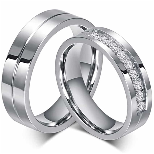 Himmel Forlovelsesring i Højpoleret Stål med CZ Sten