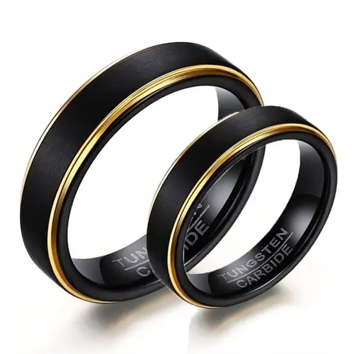 Fantastisk Tungsten Forlovelsesring med Guldkant