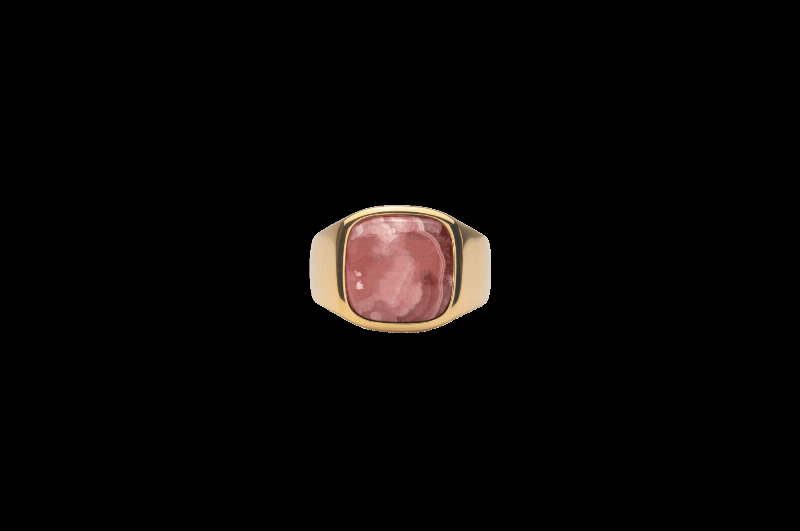 Ix Cushion Signetring med Rhodocrosite - Unisex Smykke