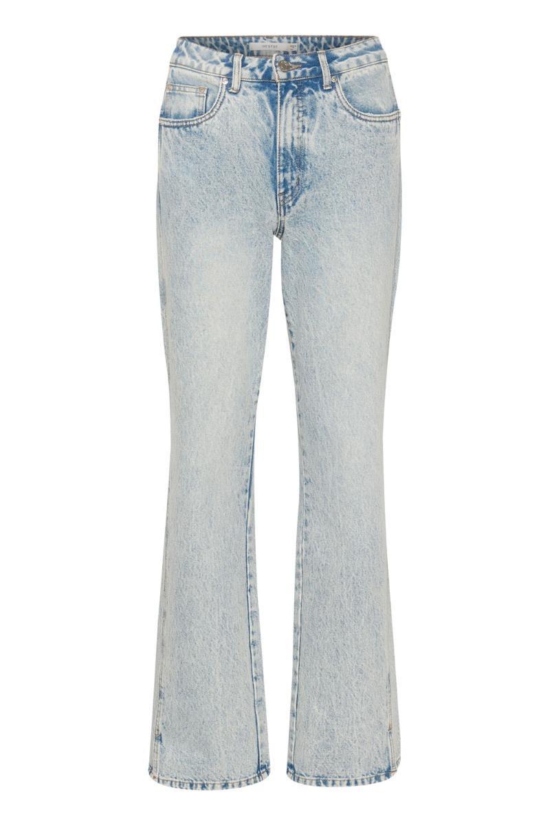 Gestuz - Lysblå Højtaljede Straight Jeans - Black Friday Tilbud