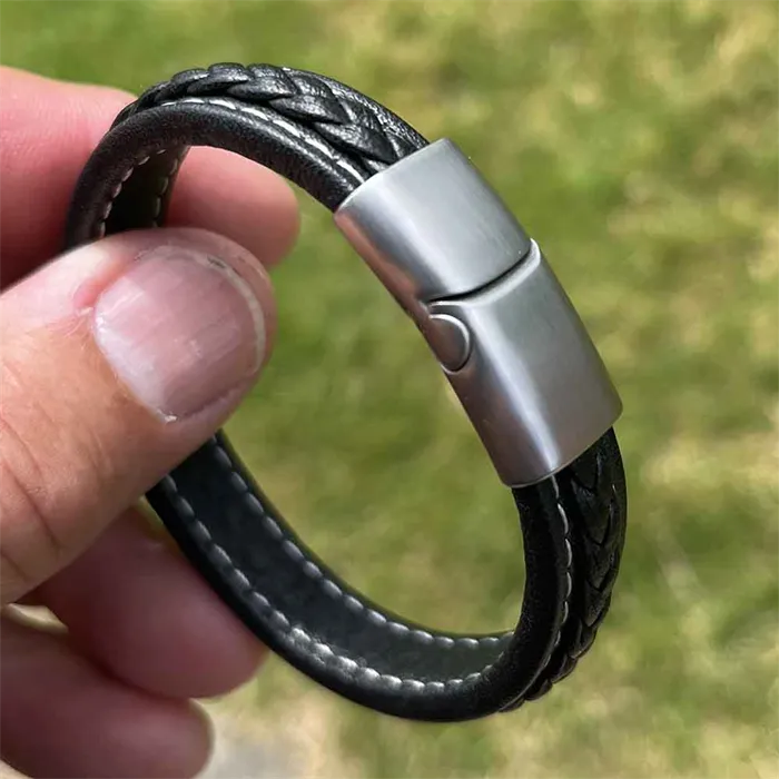 Mat Stål Major Læderarmbånd - Cool Herresmykke