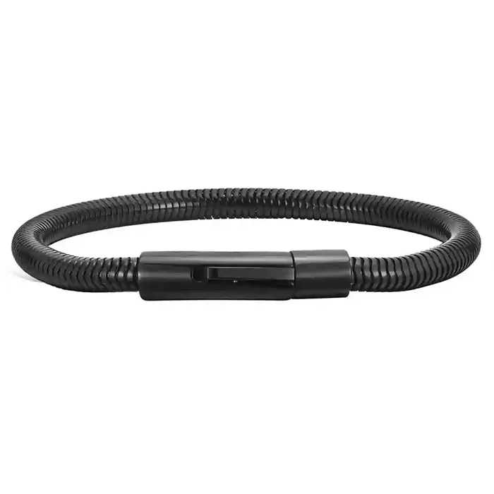 Snake Sort Armbånd I ædelstål 205 Cm