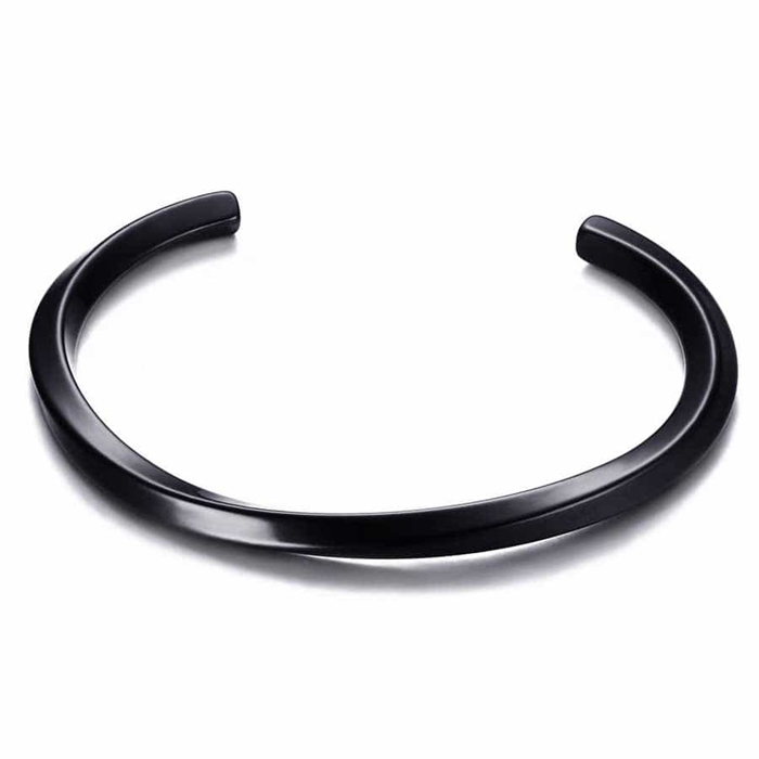 Screw Bangle Armbånd i Sort Rustfrit Stål - Hurtig Levering
