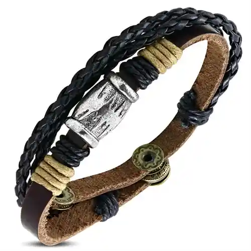 Læderarmbånd med Stålbeads - Hurtig Levering!