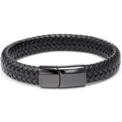 Elegant sort microfiber læderarmbånd til mænd