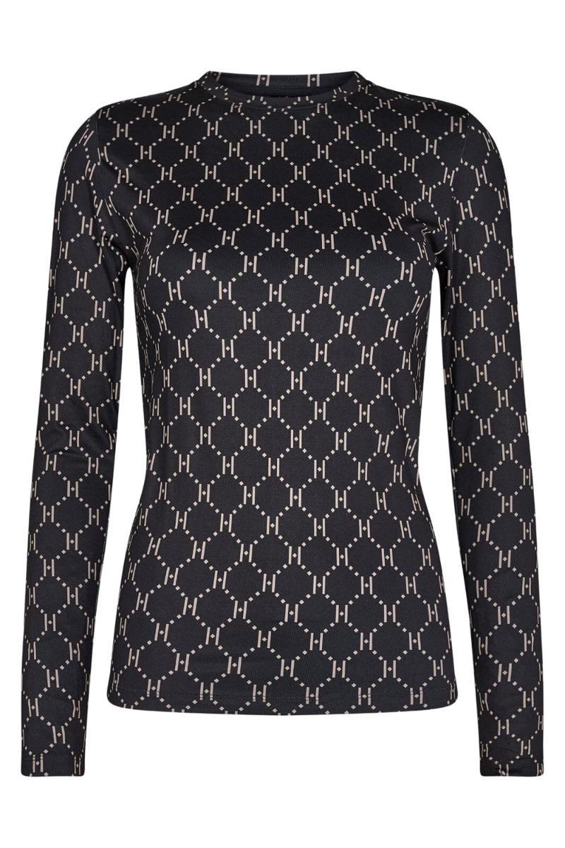 Hype The Detail - Printed Blouse - Sort/Beige Udsalg