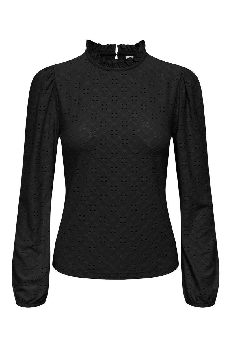 Jdy - Bluse - Jdy Cathinka Ls Frill Top - Black