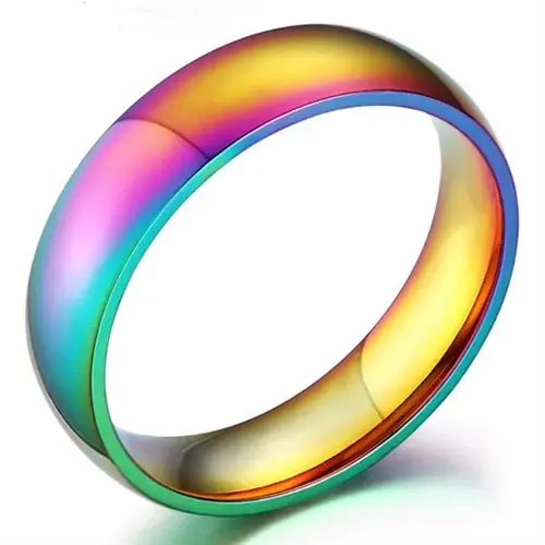 Lgbt Ring i Stål med Fantastisk Regnbuefarver