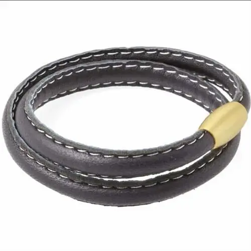Læderarmbånd i Kalveskind med Guldlås - Tilbud!
