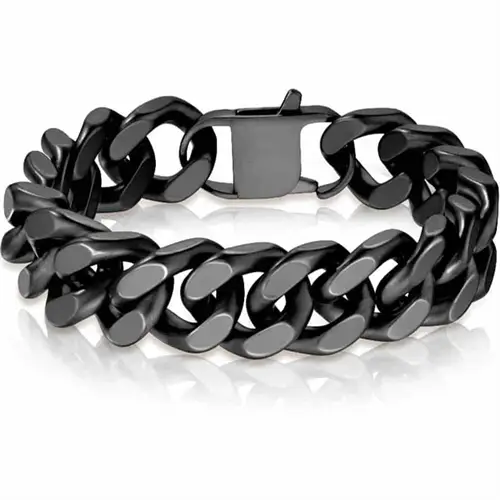 Xl Mat Blackcoat Square Armbånd I ædelstål  16 Cm