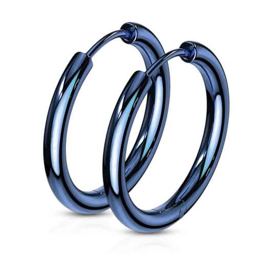 Blå ørering i ædelstål - 18mm fra Jewel Box