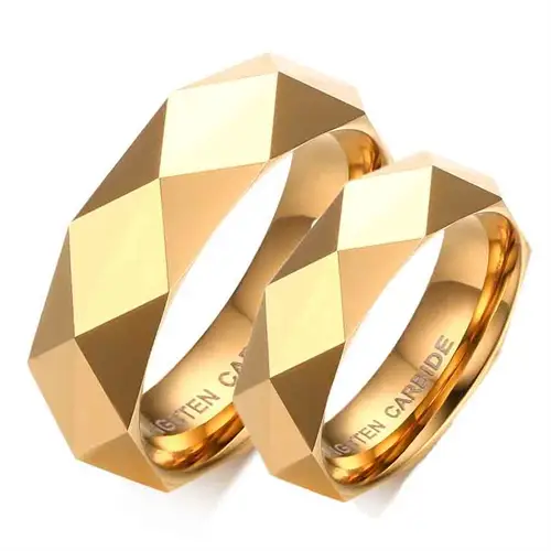 Forgyldt Facet Forlovelsesring I Tungsten