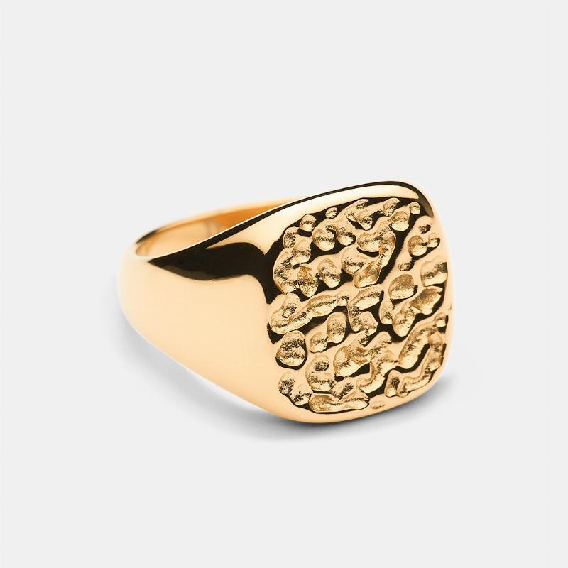 Meteor Square Ring i 18K Guldbelagt - Unik Design