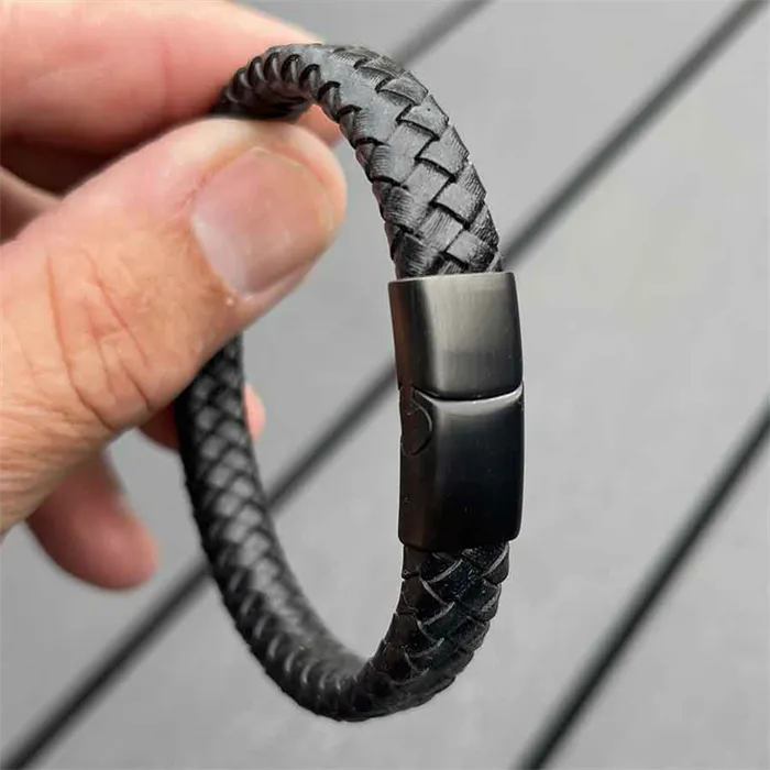 Mini Major Armbånd i Sort Fiberlæder - Stilfuldt Herrearmbånd