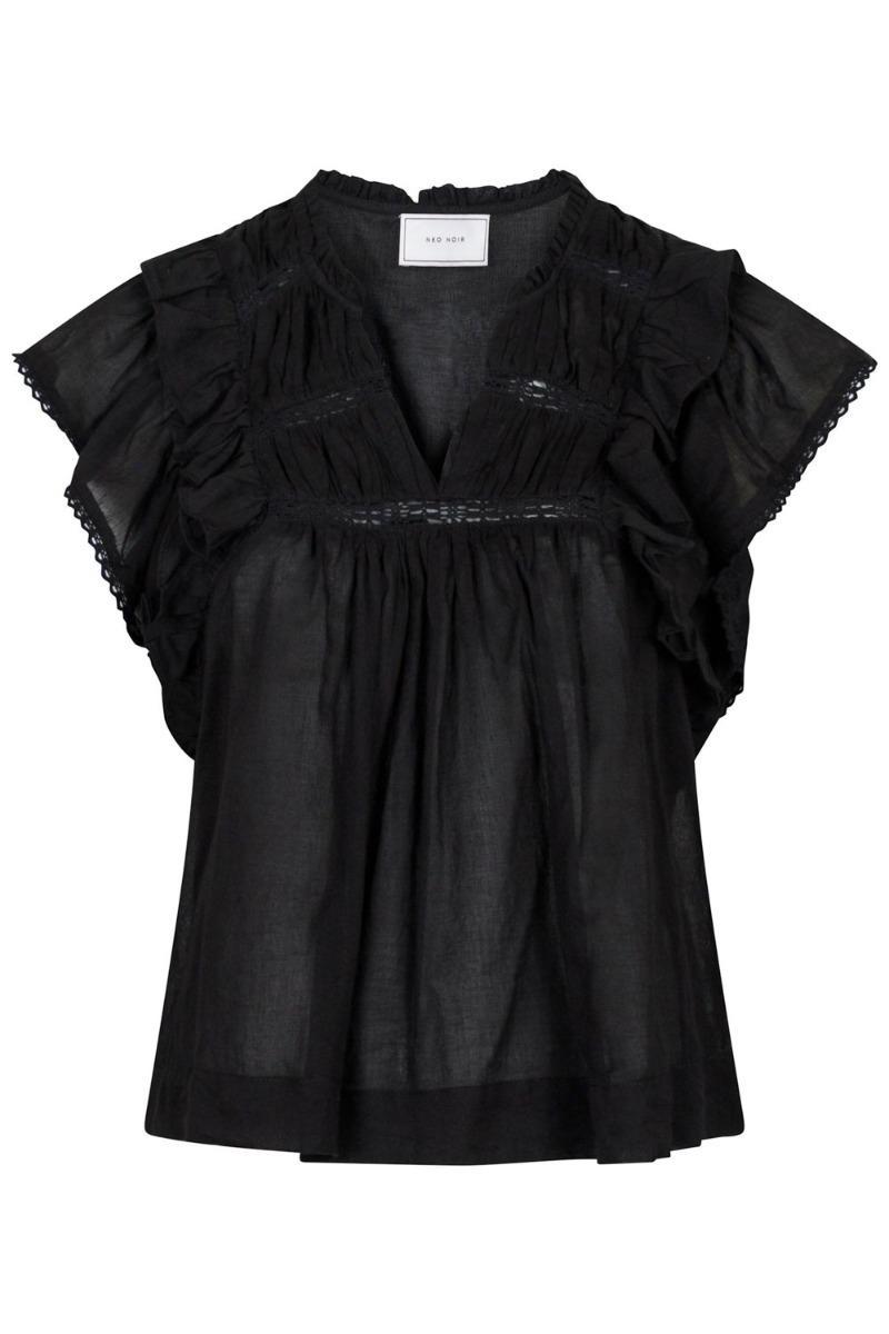 Neo Noir - Jayla S Voile Top - Sort Sommerbluse på Udsalg