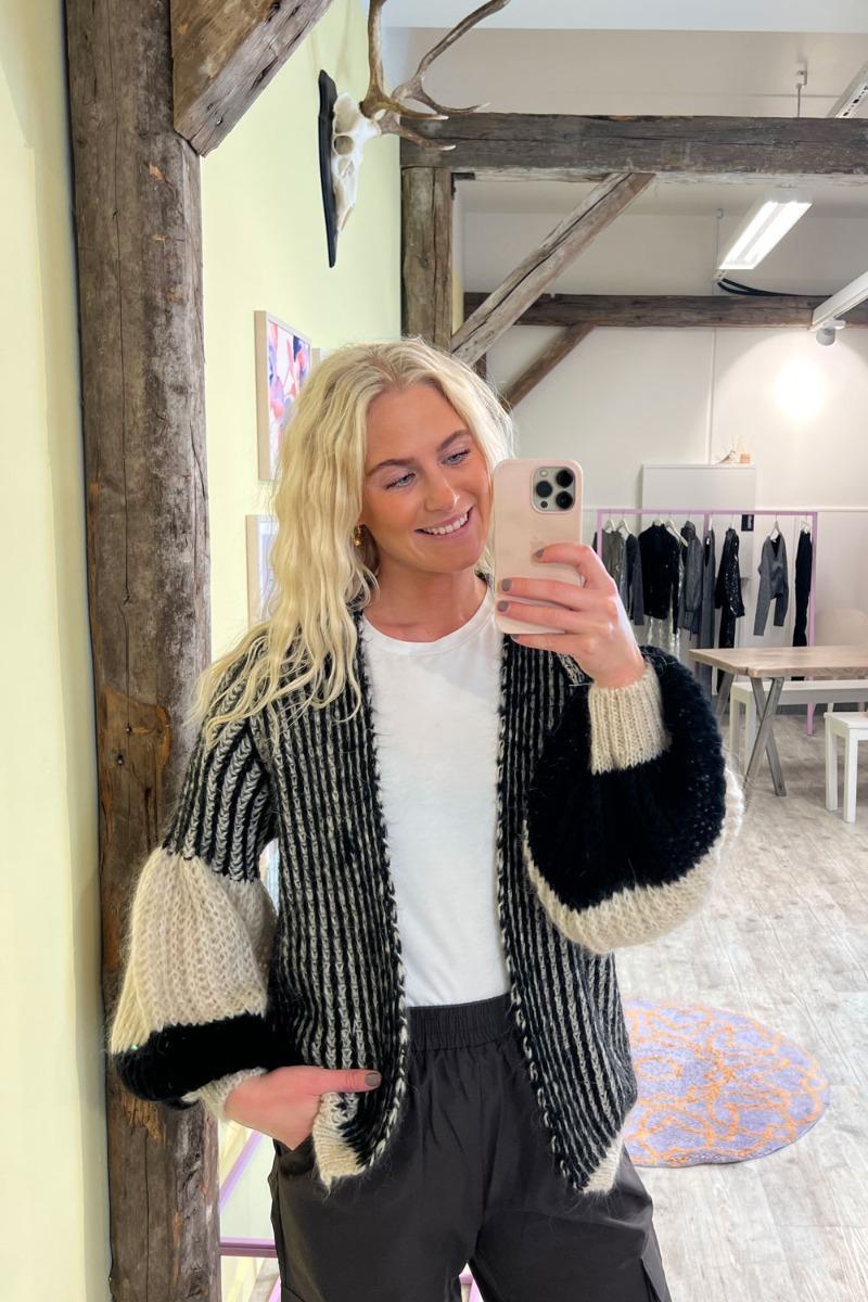 Noella - Liana Strik Cardigan - Creamblack Udsalg