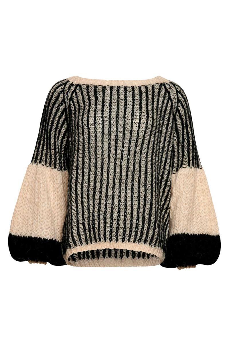 Noella - Liana Strik Sweater - Udsalg i Beige og Sort