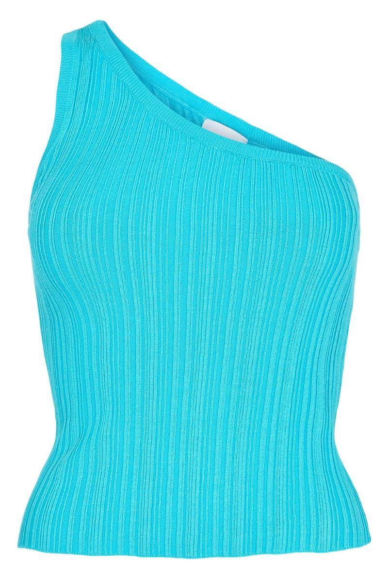 Nümph - Smuk blå one-shoulder top i scuba blue