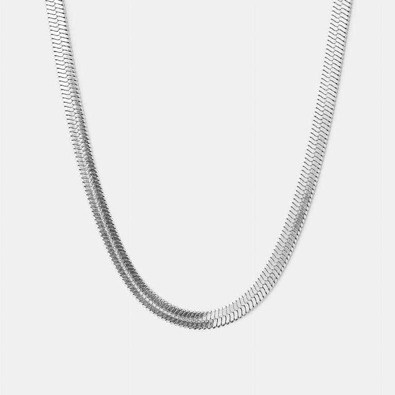 Flad Snake Halskæde i Sølv 4mm - Perfekt til Smykke Stack