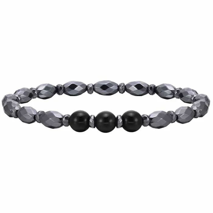 Elegant herrearmbånd med hametit- og onyxperler