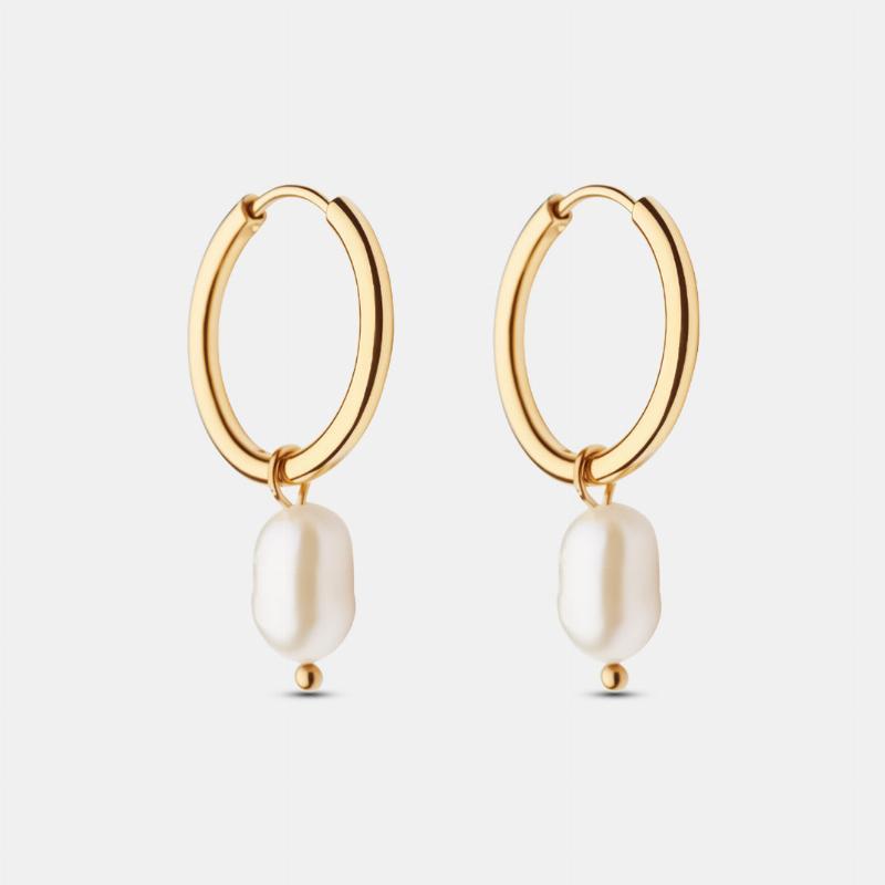 Perle Hoops Ferskvandsperler 18k Guldbelagt 18mm