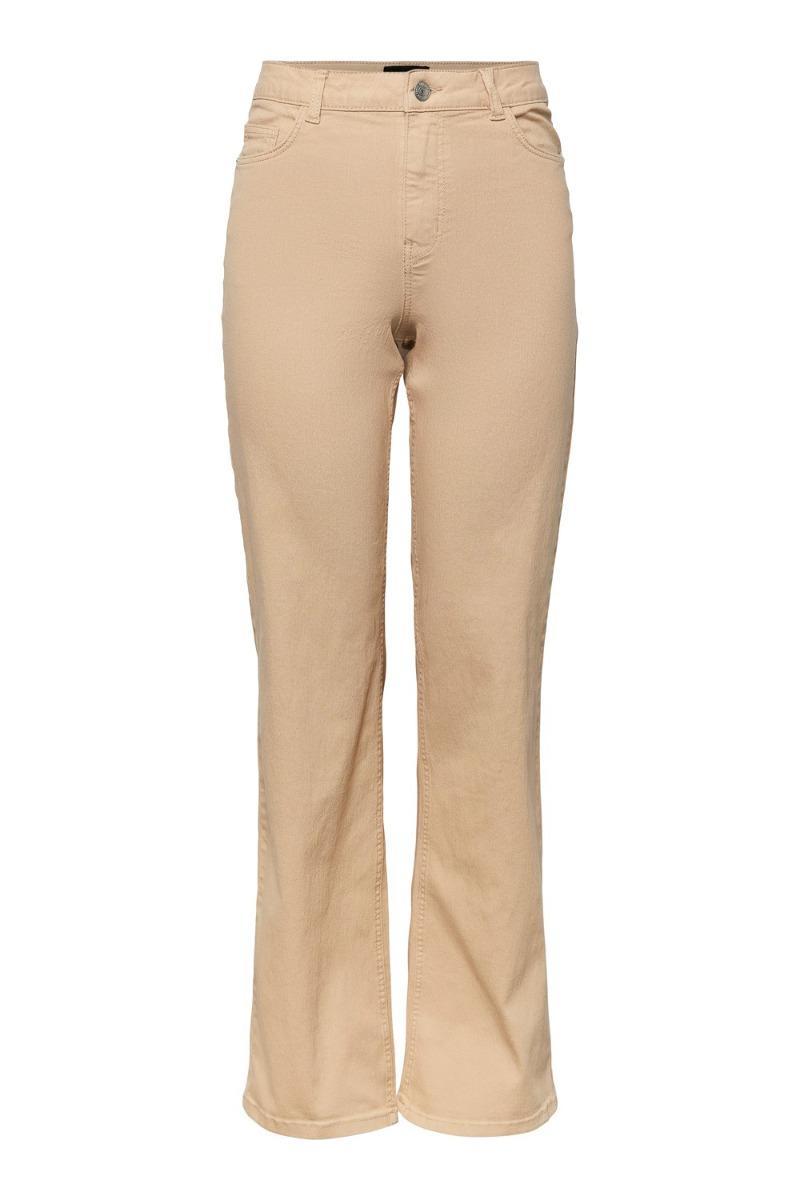 Pieces - Jeans - Pc Peggy Høj Talje Bred Bukse i Irish Cream