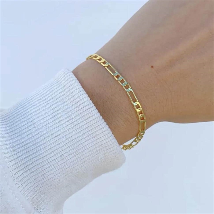 Link Vi Armbånd ædelstål 6mm 14k