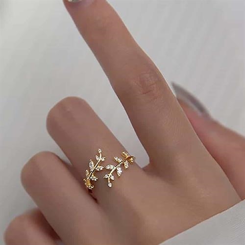 Forgyldt Blomster Ring med CZ i Sterling Sølv - Justerbar