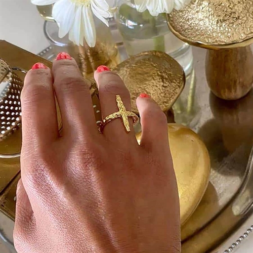 Metis Ring i Guldbelagt Sterling Sølv - Justerbar Design