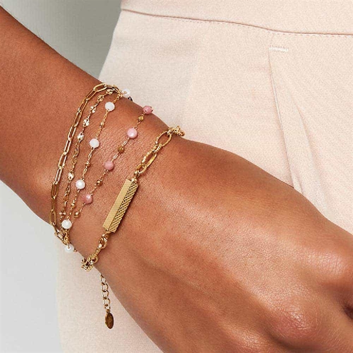 Forgyldt Ædelstål Link Armbånd med Charme - Hurtig Levering!
