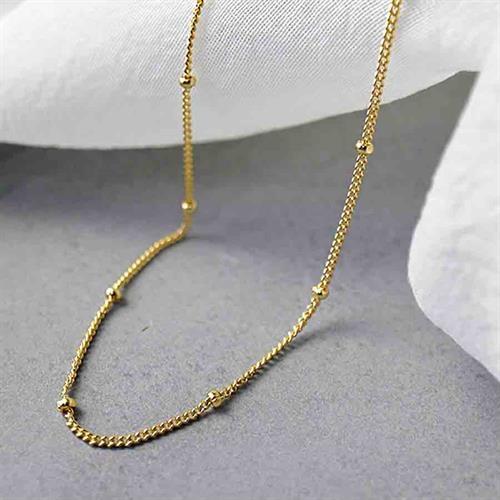 Forgyldt Sterling Choker Kæde med Perler - Hurtig Levering