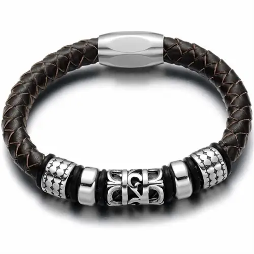 Real X Læderarmbånd i Mørkebrun med Magnetlås