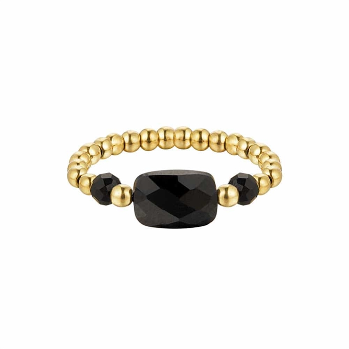 Freelove Ring Black - Justerbar ring med sort agat